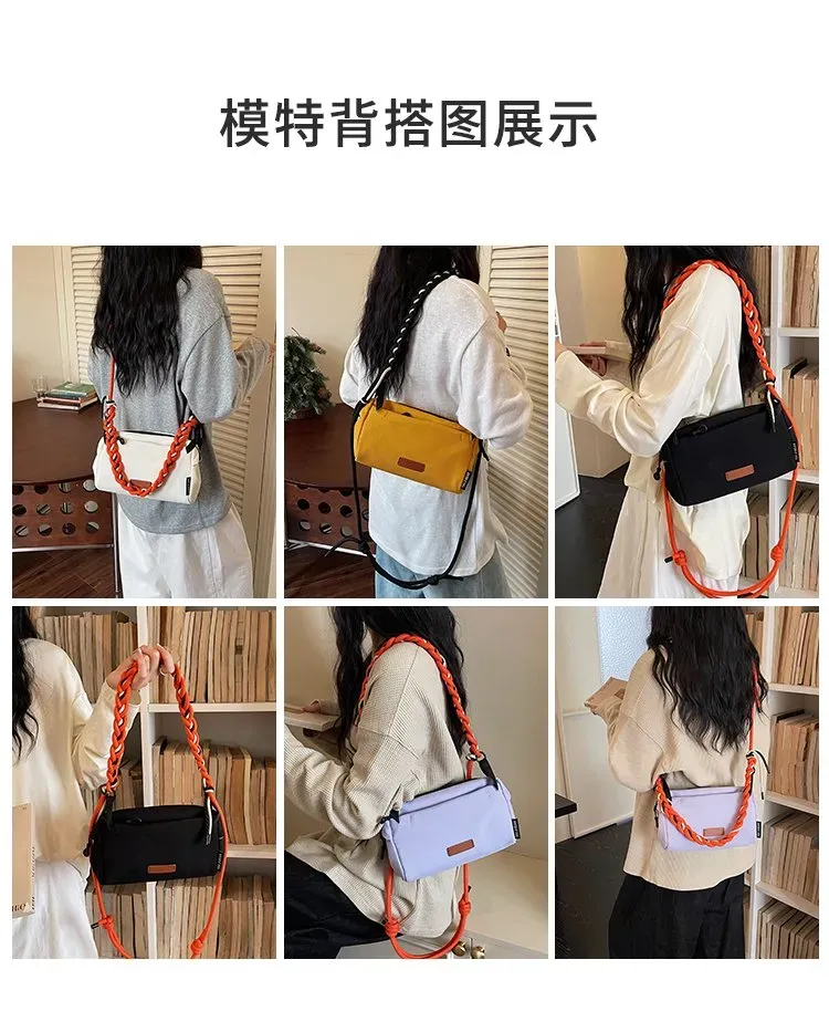Tas Selempang Wanita Bahan PU Sintetis Polos Warna Kuning Bentuk Kotak Tali Resleting Grosir