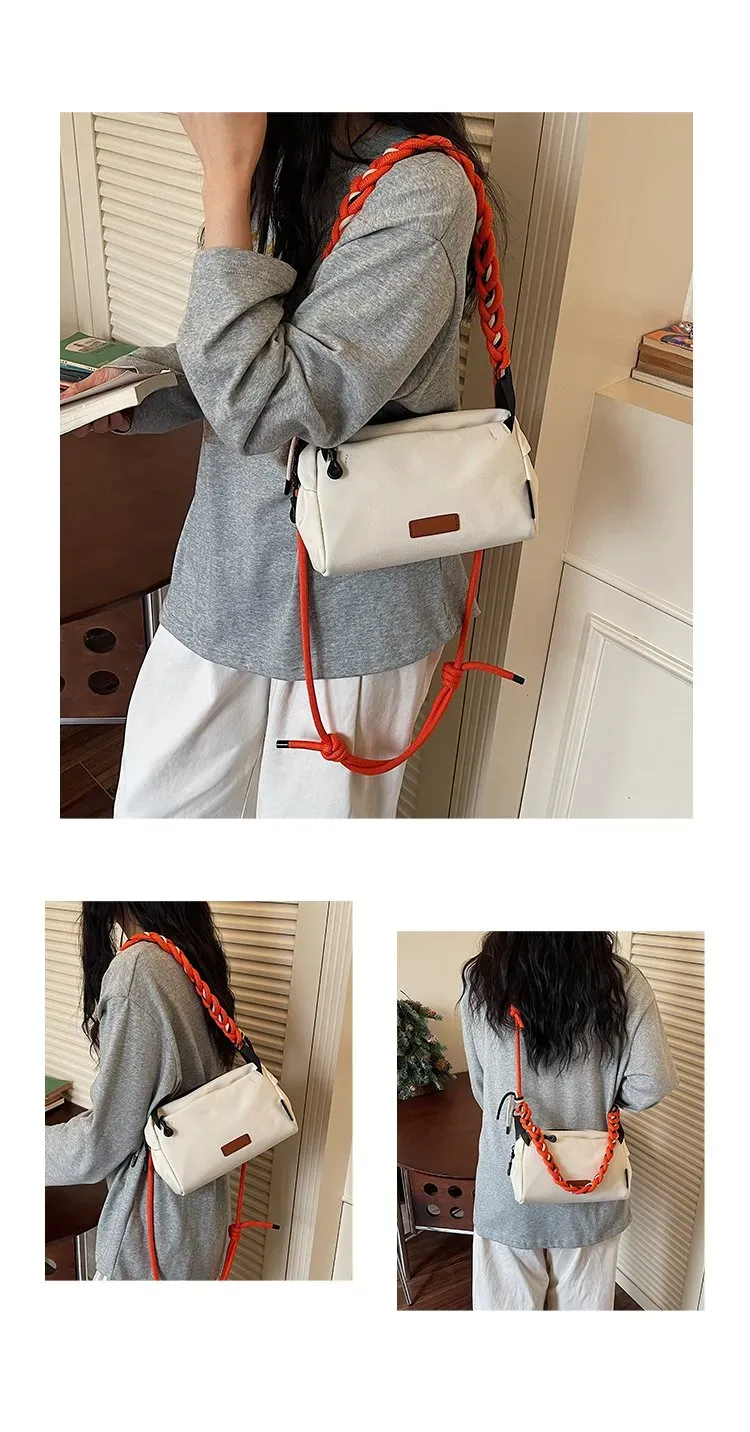 Tas Selempang Wanita Bahan PU Sintetis Polos Warna Kuning Bentuk Kotak Tali Resleting Grosir