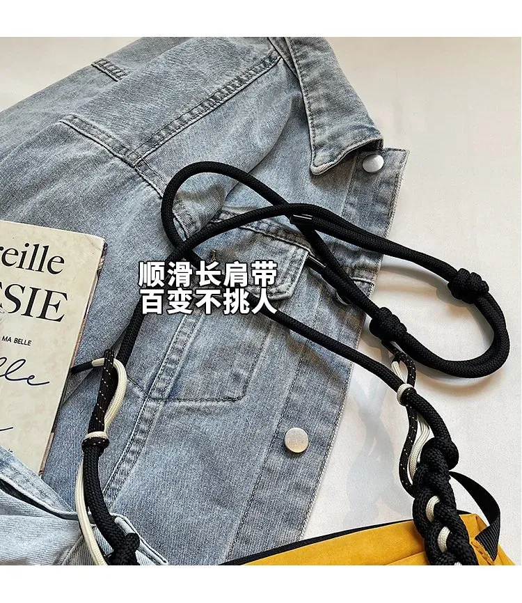 Tas Selempang Wanita Bahan PU Sintetis Polos Warna Kuning Bentuk Kotak Tali Resleting Grosir