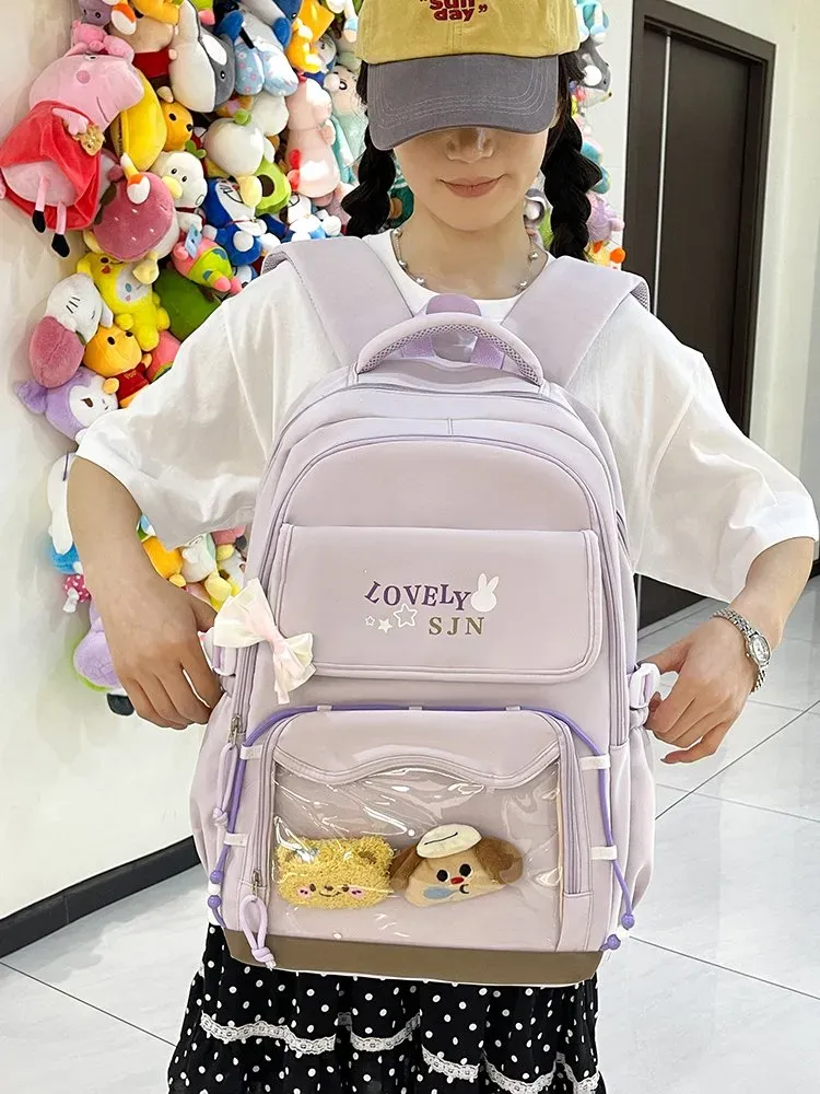 Tas Ransel Wanita Bahan Oxford Polos Warna Biru Bentuk Kotak Tali Lebar Model Import