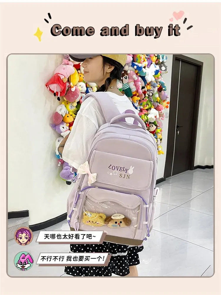Tas Ransel Wanita Bahan Oxford Polos Warna Biru Bentuk Kotak Tali Lebar Model Import