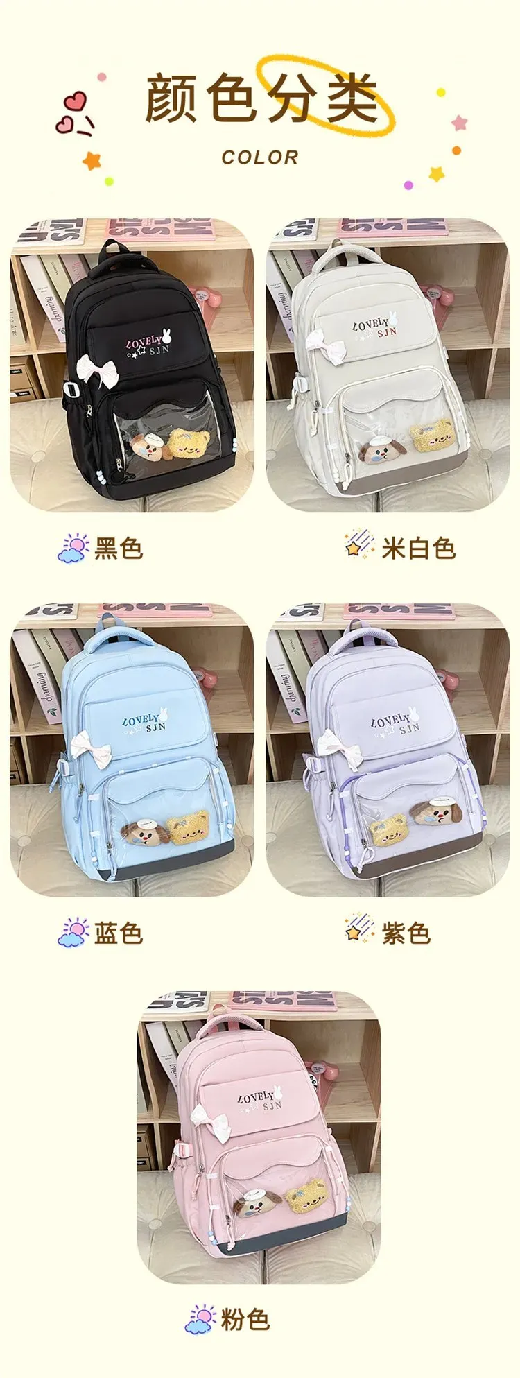 Tas Ransel Wanita Bahan Oxford Polos Warna Biru Bentuk Kotak Tali Lebar Model Import