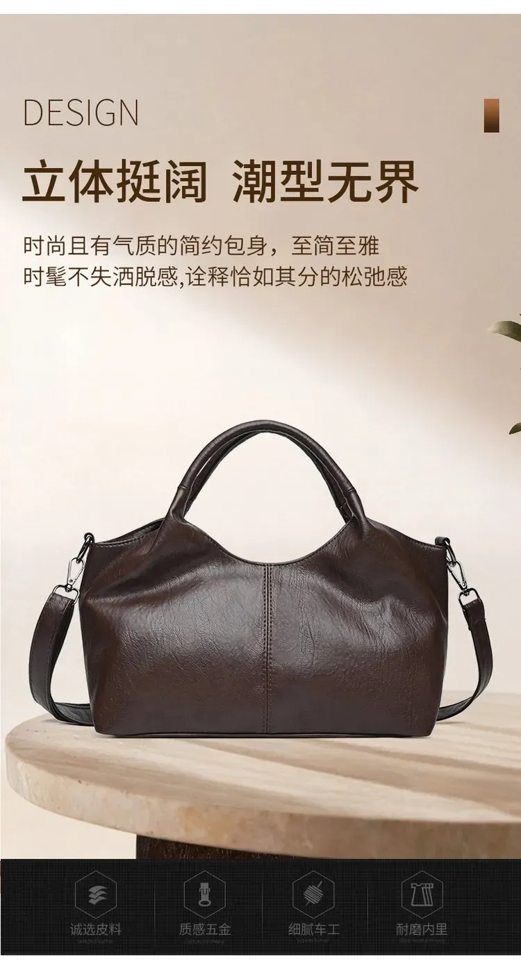 Tas Selempang Wanita Bahan PU Sintetis Polos Bentuk Kotak Tali Panjang Resleting Warna Cokelat