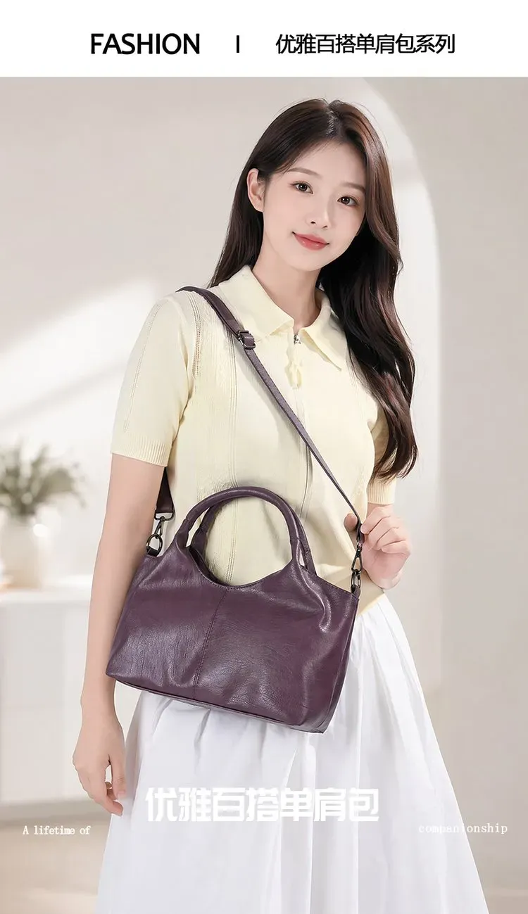 Tas Selempang Wanita Bahan PU Sintetis Polos Bentuk Kotak Tali Panjang Resleting Warna Cokelat