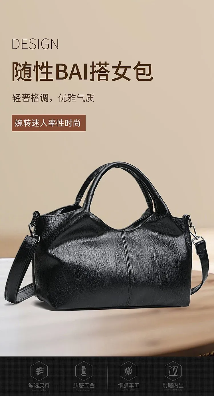 Tas Selempang Wanita Bahan PU Sintetis Polos Bentuk Kotak Tali Panjang Resleting Warna Cokelat