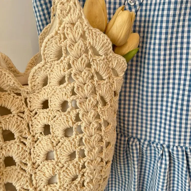 Tas Selempang Wanita Bahan PU Sintetis Tekstur Anyam Bentuk Kotak Tali Panjang Grosir Import