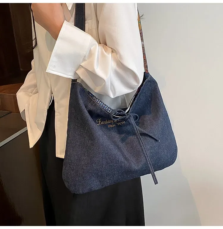 Tas Selempang Wanita Bahan PU Sintetis Polos Warna Biru Bentuk Kotak Tali Serut Grosir Import