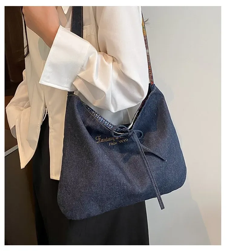 Tas Selempang Wanita Bahan PU Sintetis Polos Warna Biru Bentuk Kotak Tali Serut Grosir Import