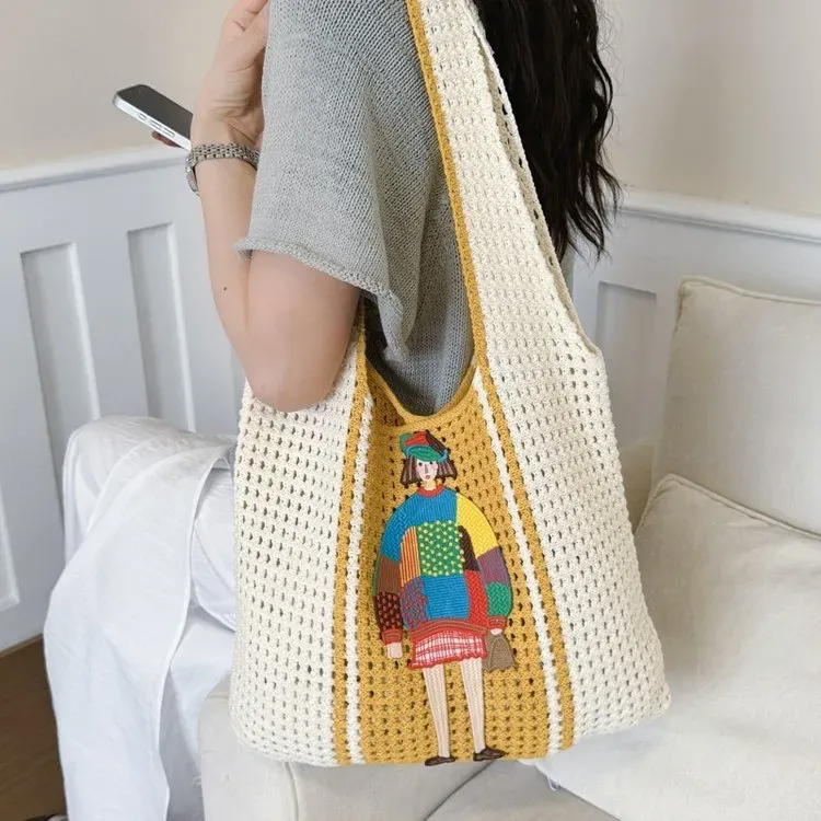Tas Selempang Wanita Bahan PU Sintetis Motif Print Warna Kuning Bentuk Kotak Grosir Import