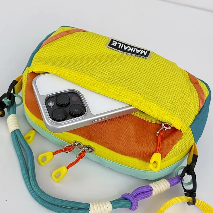 Tas Selempang Wanita Bahan Nylon Motif Print Warna Hijau Bentuk Kotak Tali Grosir Import