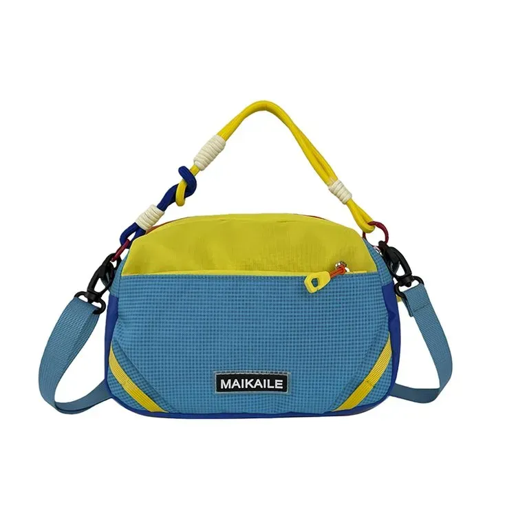 Tas Selempang Wanita Bahan Nylon Motif Print Warna Hijau Bentuk Kotak Tali Grosir Import