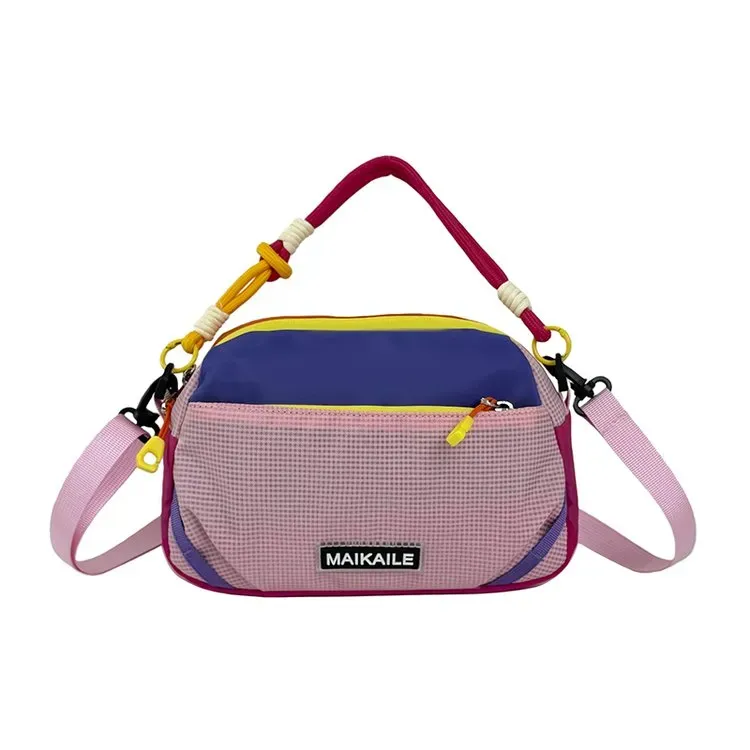 Tas Selempang Wanita Bahan Nylon Motif Print Warna Hijau Bentuk Kotak Tali Grosir Import