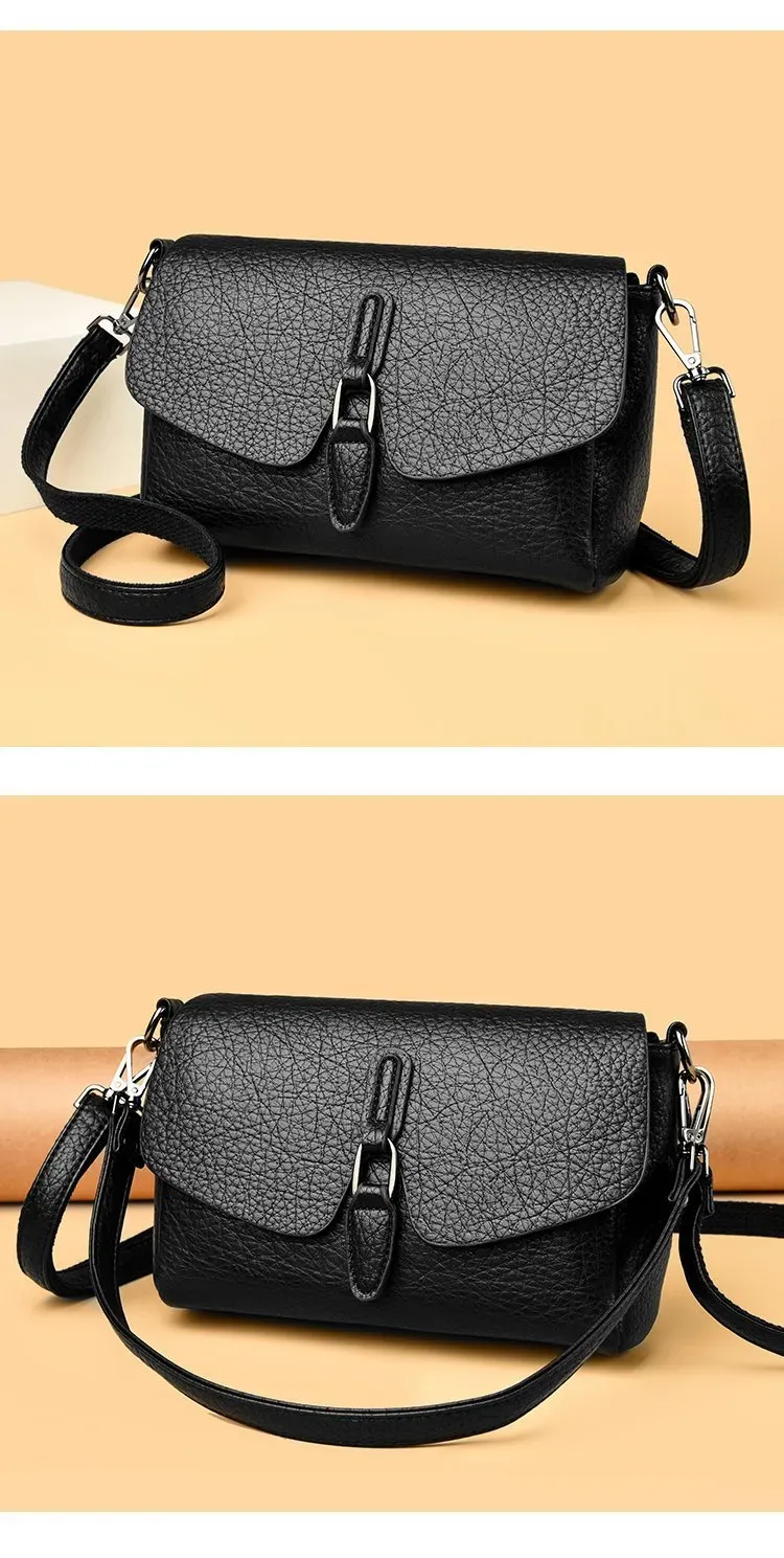 Tas Selempang Wanita Bahan PU Sintetis Tekstur Anyam Bentuk Kotak Tali Panjang Model Flap