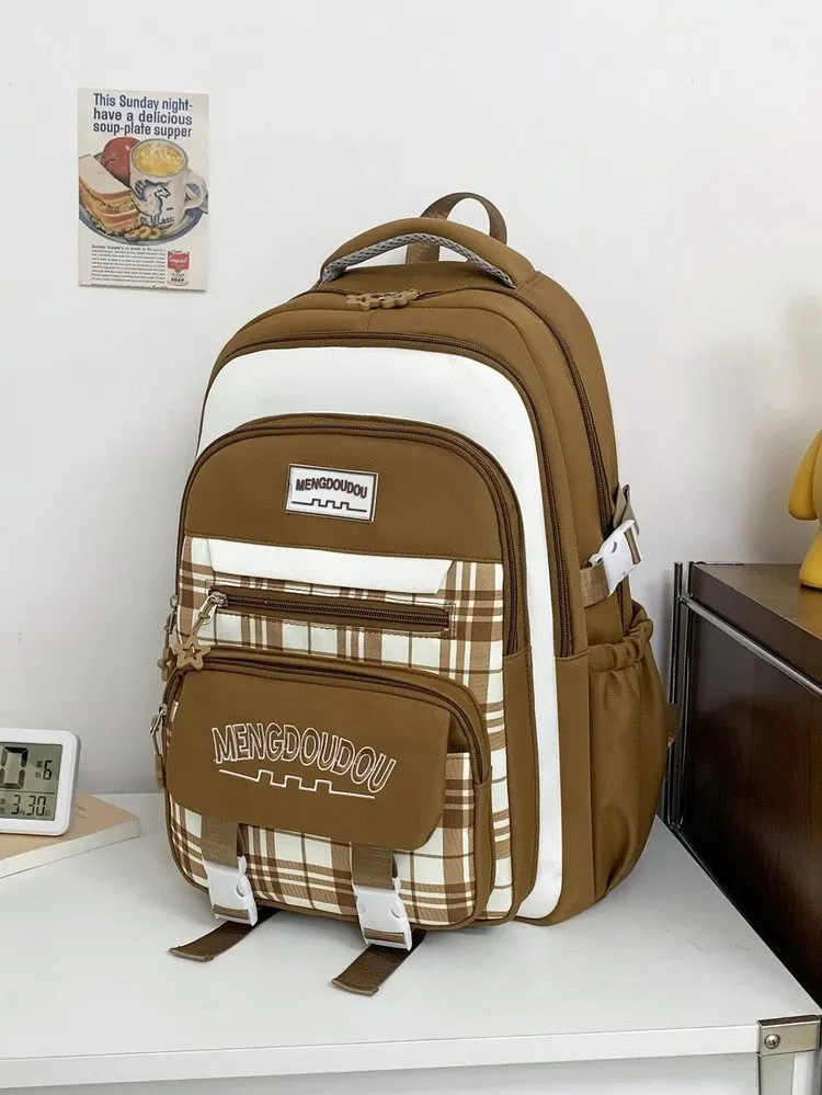 Tas Ransel Wanita Bahan Oxford Polos Warna Hitam Bentuk Kotak Tali Lebar untuk Jualan Online