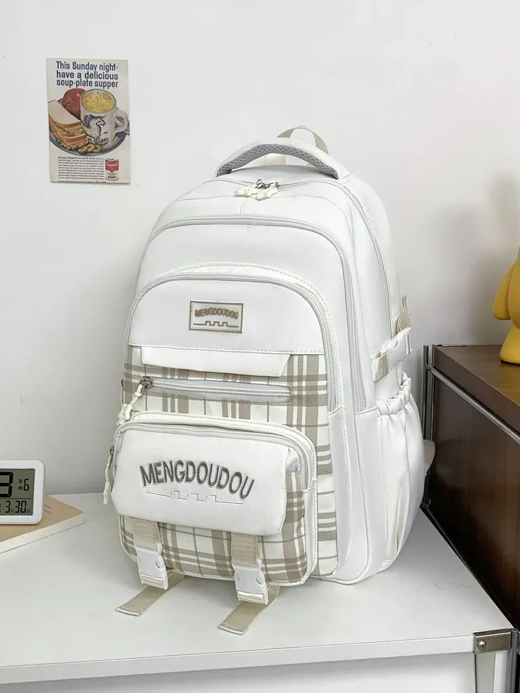 Tas Ransel Wanita Bahan Oxford Polos Warna Hitam Bentuk Kotak Tali Lebar untuk Jualan Online