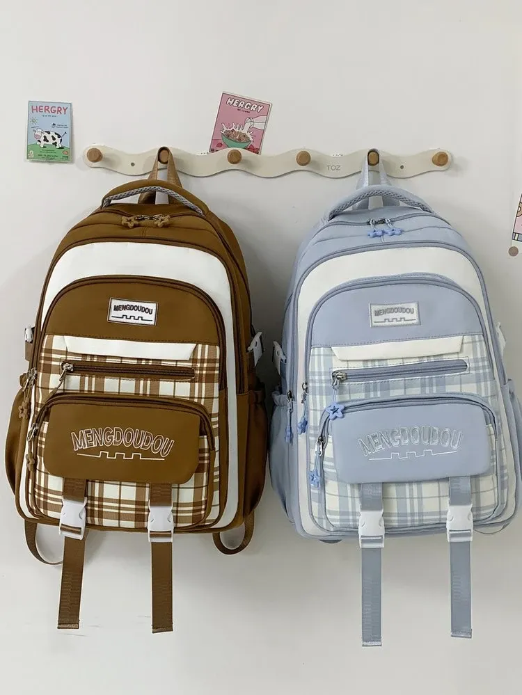 Tas Ransel Wanita Bahan Oxford Polos Warna Hitam Bentuk Kotak Tali Lebar untuk Jualan Online