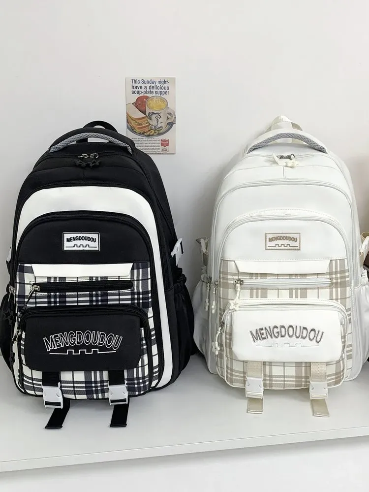 Tas Ransel Wanita Bahan Oxford Polos Warna Hitam Bentuk Kotak Tali Lebar untuk Jualan Online