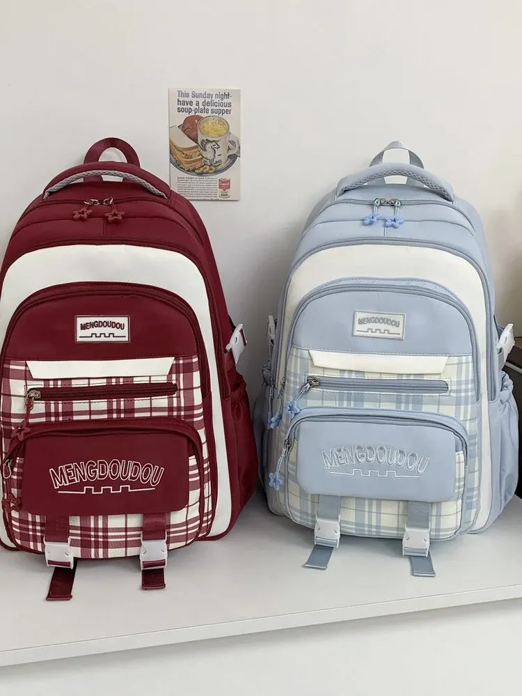 Tas Ransel Wanita Bahan Oxford Polos Warna Hitam Bentuk Kotak Tali Lebar untuk Jualan Online