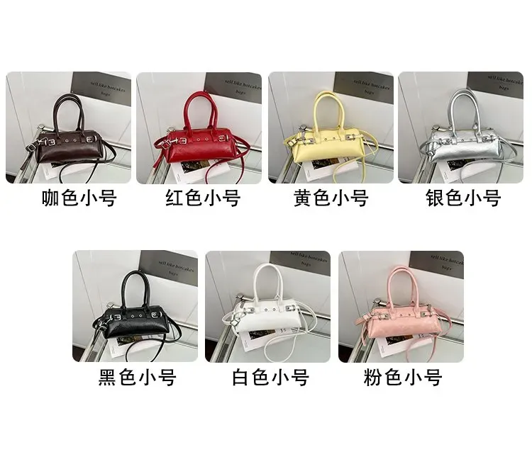 Tas Selempang Wanita Bahan PU Sintetis Polos Warna Kuning Bentuk Kotak Tali Model Import