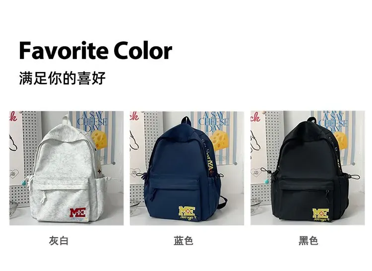 Tas Ransel Wanita Bahan Nylon Polos Warna Putih Bentuk Kotak Tali Lebar Resleting Koleksi