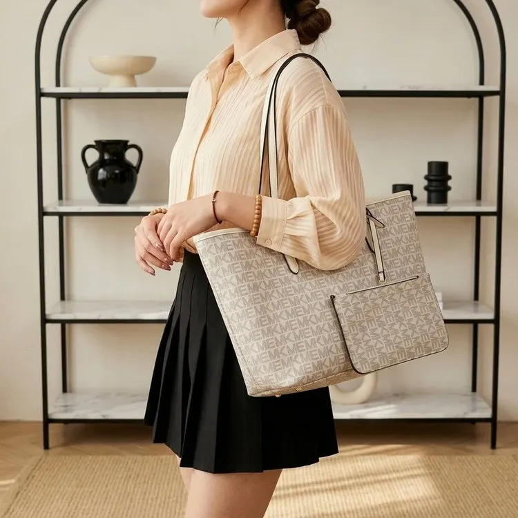 Tas Selempang Wanita Bahan PU Sintetis Motif Print Warna Hitam Bentuk Kotak Tali Warna Putih