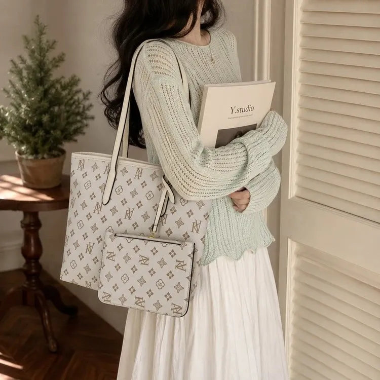 Tas Selempang Wanita Bahan PU Sintetis Motif Print Warna Putih Bentuk Kotak Tali Kapasitas