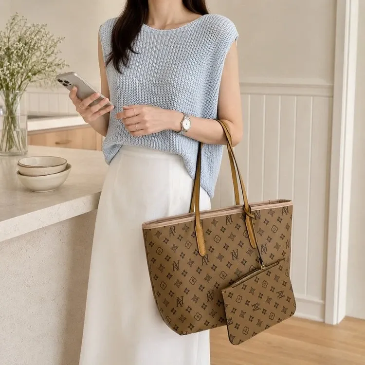 Tas Selempang Wanita Bahan PU Sintetis Motif Print Warna Putih Bentuk Kotak Tali Kapasitas
