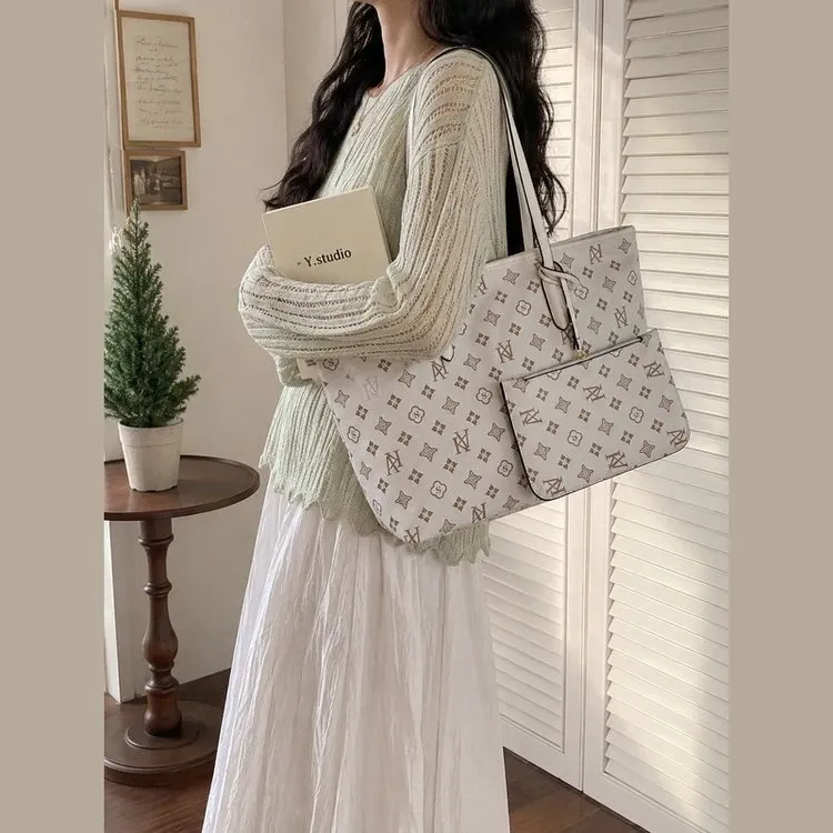 Tas Selempang Wanita Bahan PU Sintetis Motif Print Warna Putih Bentuk Kotak Tali Kapasitas