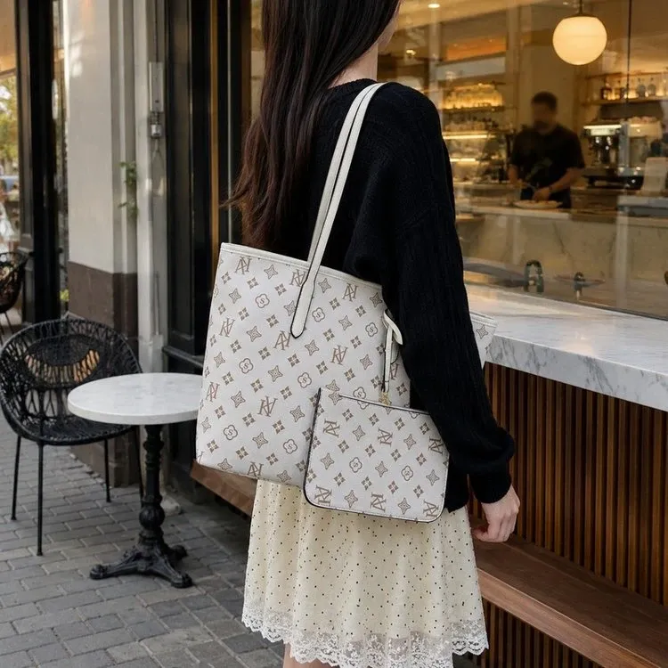 Tas Selempang Wanita Bahan PU Sintetis Motif Print Warna Putih Bentuk Kotak Tali Kapasitas