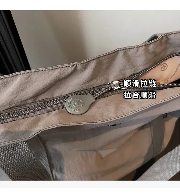 Tas Selempang Wanita Bahan Nylon Polos Warna Abu-Abu Bentuk Kotak Tali Lebar Grosir Import