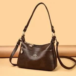 Tas Selempang Wanita Bahan PU Sintetis Polos Bentuk Kotak Tali Panjang Resleting Katalog Grosir