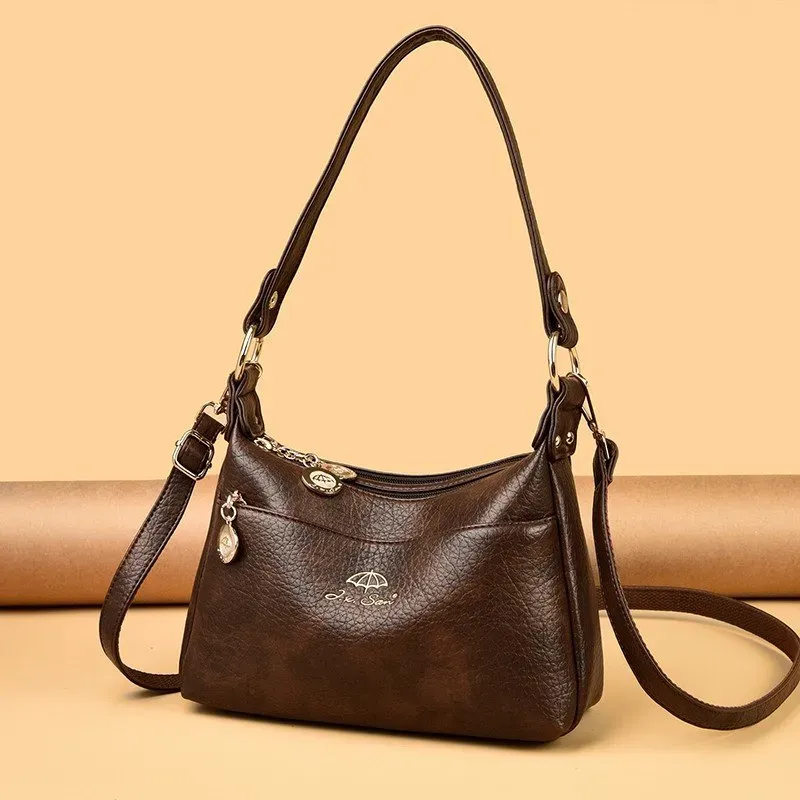 Tas Selempang Wanita Bahan PU Sintetis Polos Bentuk Kotak Tali Panjang Resleting Katalog Grosir kategori tas selempang grosir