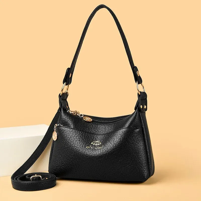 Tas Selempang Wanita Bahan PU Sintetis Polos Bentuk Kotak Tali Panjang Resleting Katalog Grosir