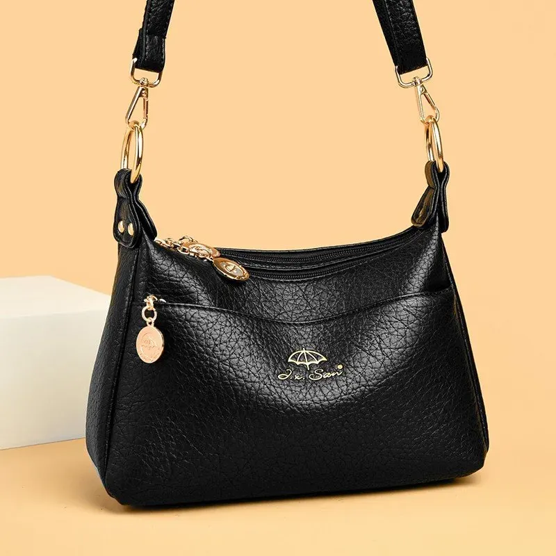 Tas Selempang Wanita Bahan PU Sintetis Polos Bentuk Kotak Tali Panjang Resleting Katalog Grosir