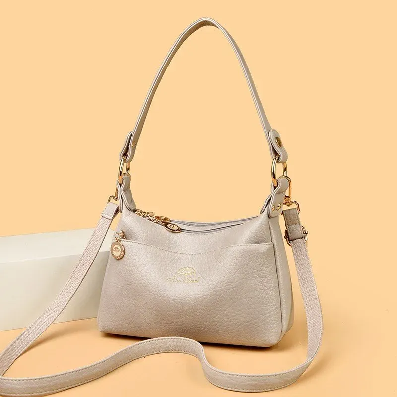 Tas Selempang Wanita Bahan PU Sintetis Polos Bentuk Kotak Tali Panjang Resleting Katalog Grosir