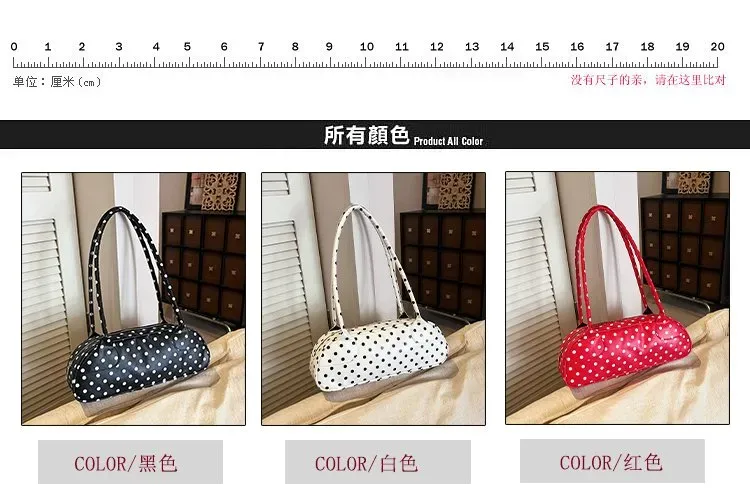 Tas Selempang Wanita Bahan PU Sintetis Motif Polkadot Warna Hitam Bentuk Bulat Resleting
