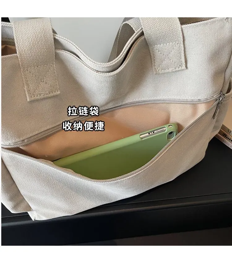 Tas Bahu Wanita Bahan Kanvas Polos Warna Abu-Abu Bentuk Kotak Tali Lebar Grosir Import