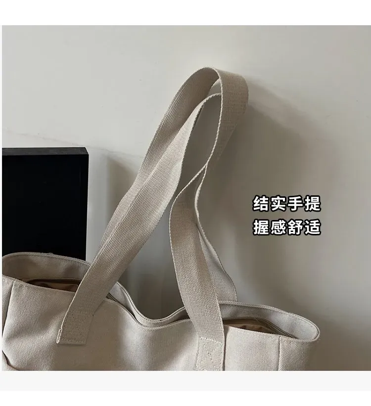 Tas Bahu Wanita Bahan Kanvas Polos Warna Abu-Abu Bentuk Kotak Tali Lebar Grosir Import