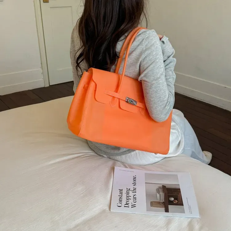 Tas Selempang Wanita Bahan PU Sintetis Polos Bentuk Kotak Tali Lebar Resleting Warna Biru