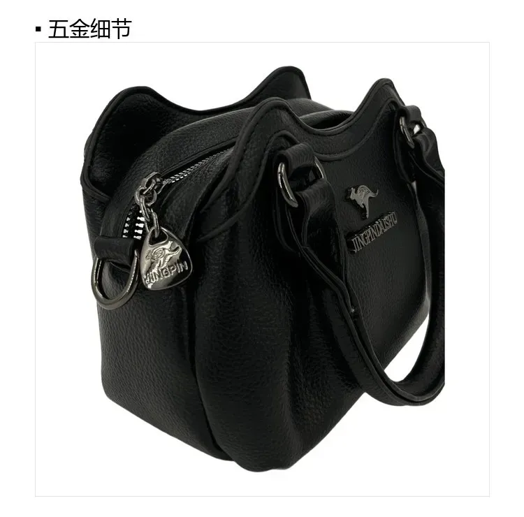 Tas Selempang Wanita Bahan PU Sintetis Polos Warna Hitam Bentuk Kotak Tali Resleting Grosir