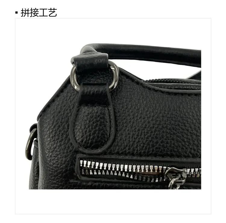 Tas Selempang Wanita Bahan PU Sintetis Polos Warna Hitam Bentuk Kotak Tali Resleting Grosir