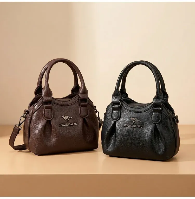 Tas Selempang Wanita Bahan PU Sintetis Polos Warna Hitam Bentuk Kotak Tali Resleting Grosir