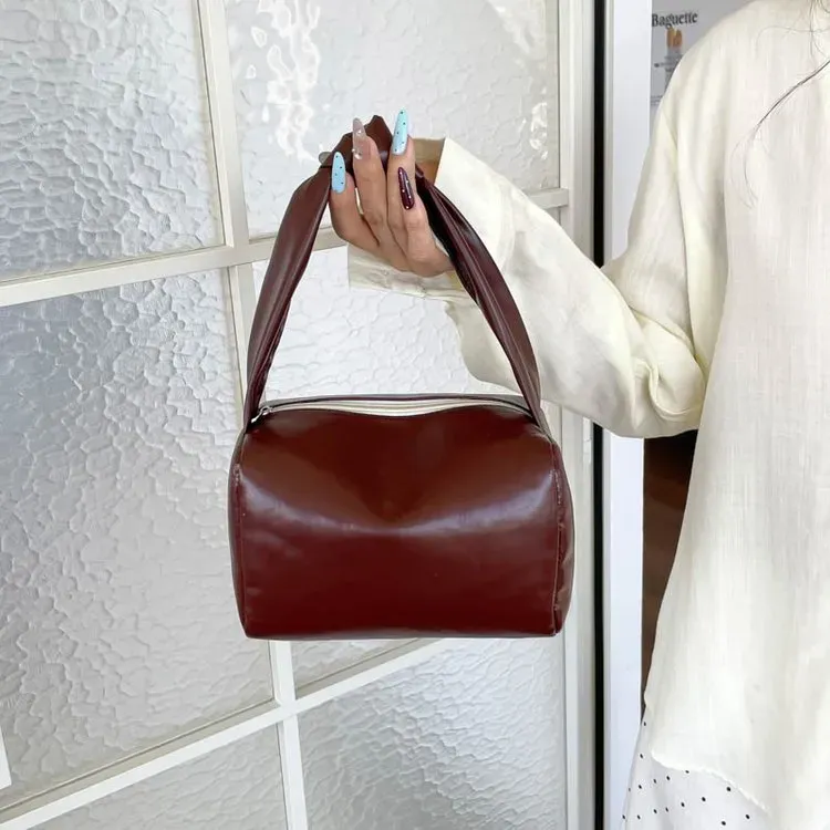 Tas Selempang Wanita Bahan PU Sintetis Motif Polkadot Warna Putih Bentuk Kotak Motif Floral