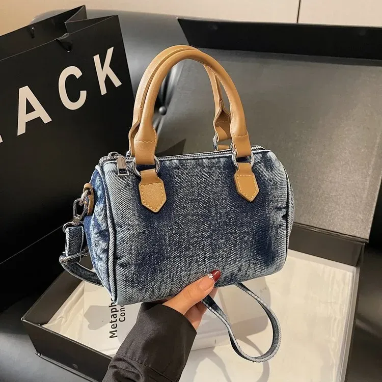 Tas Selempang Wanita Bahan PU Sintetis Polos Warna Biru Bentuk Kotak Tali Grosir Import