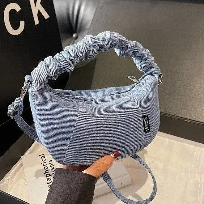 Tas Selempang Wanita Bahan PU Sintetis Polos Warna Biru Bentuk Kotak Tali Grosir Import