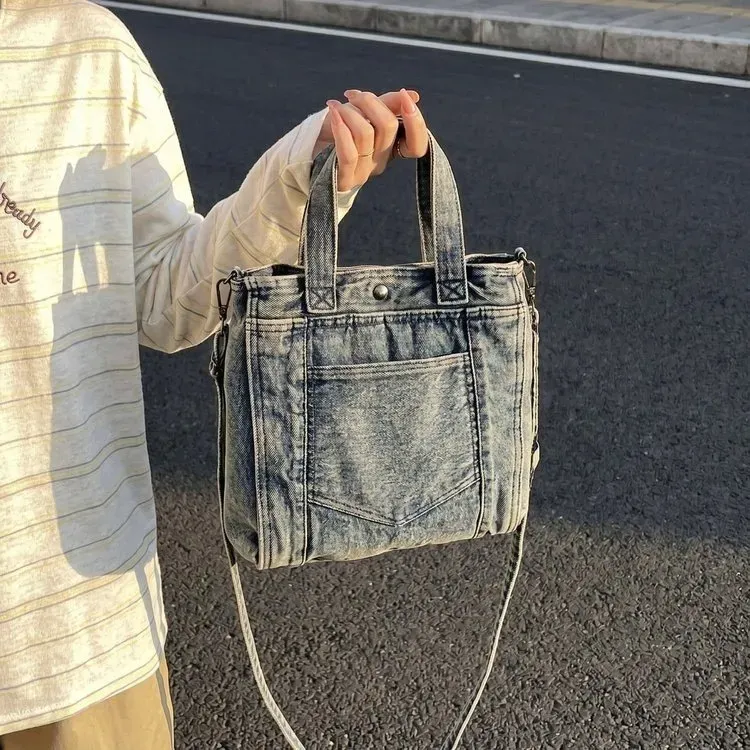 Tas Selempang Wanita Bahan PU Sintetis Polos Warna Biru Bentuk Kotak Tali Grosir Import