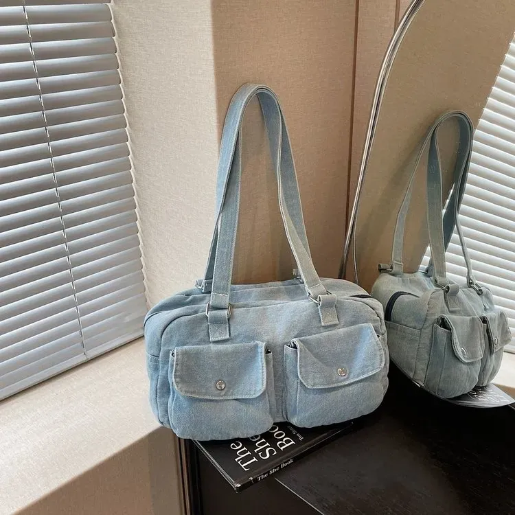 Tas Selempang Wanita Bahan PU Sintetis Polos Warna Biru Bentuk Kotak Tali Grosir Import