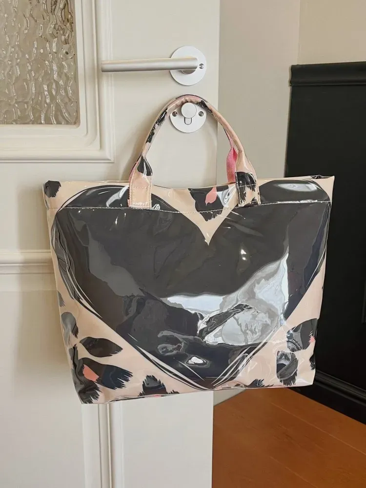 Tas Selempang Wanita Bahan PU Sintetis Motif Floral Warna Pink Bentuk Kotak Tali Pilihan