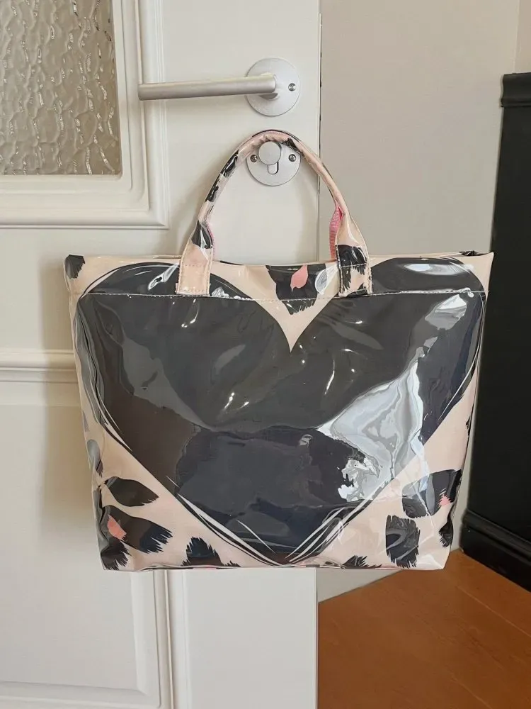 Tas Selempang Wanita Bahan PU Sintetis Motif Floral Warna Pink Bentuk Kotak Tali Pilihan