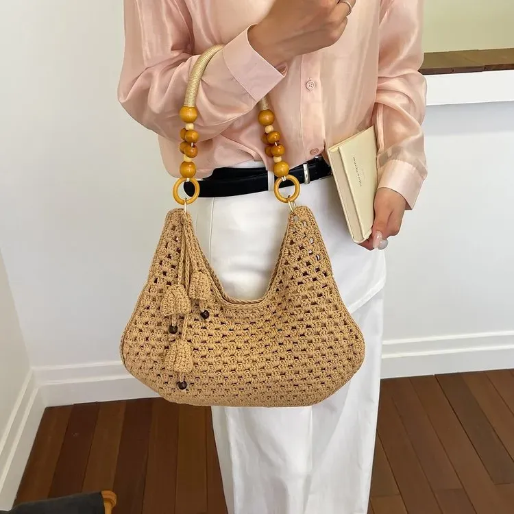 Tas Selempang Wanita Bahan PU Sintetis Polos Warna Cokelat Bentuk Crescent Tali Grosir Import